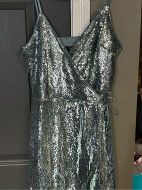Aidan Mattox Light Blue Satin Evening Top